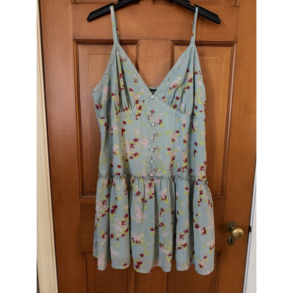 Women's Wild Fable Green Floral Drop Waist Linguire Mini Slip Dress Size XXL NWT